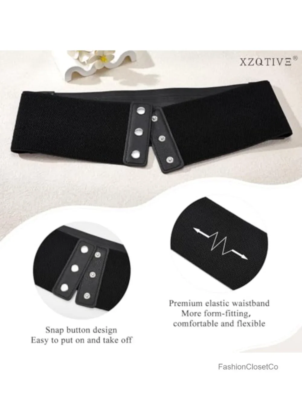 Wide Elastic Waist Cincher Belt for Women Dresses, PU Leather Stretch Corset
